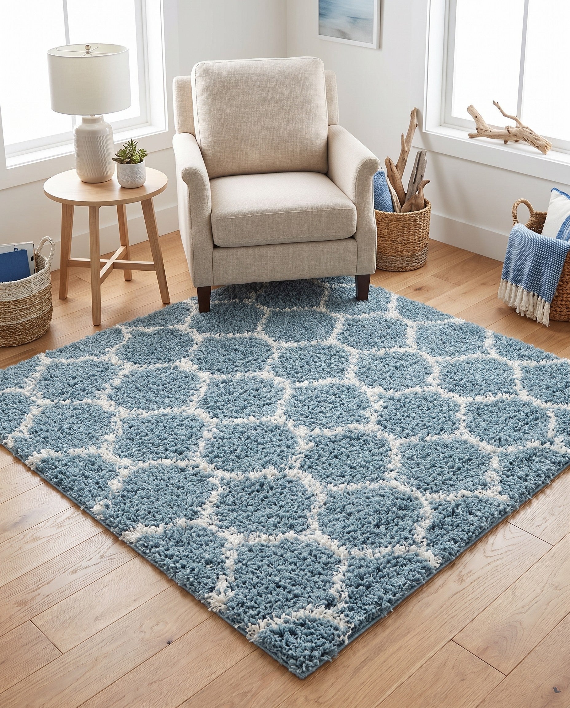5' 3 x 5' 3 Lattice Shag Square Rug