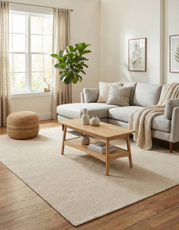 Detail image of 5' 1 x 8'  Hand Woven Geo Trellis Flatweave Rug