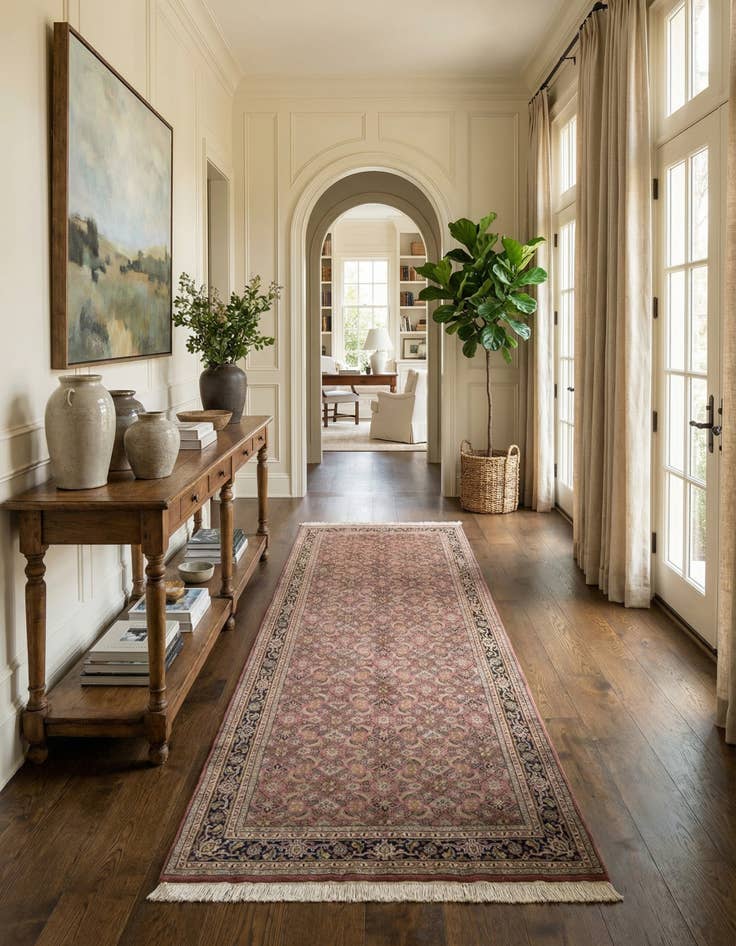 Detail image of 5' 1 x 10' 4  Hand Knotted Farahan Wool Runner Rug