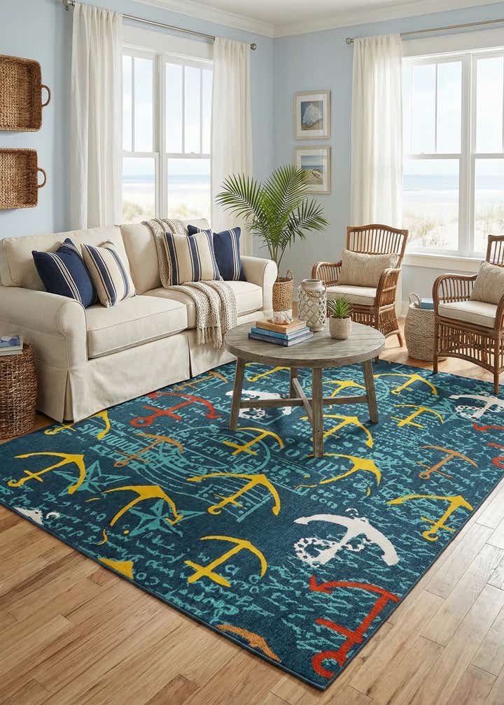 9' x 12' Easy-Clean Coastal Indoor / Outdoor Rug