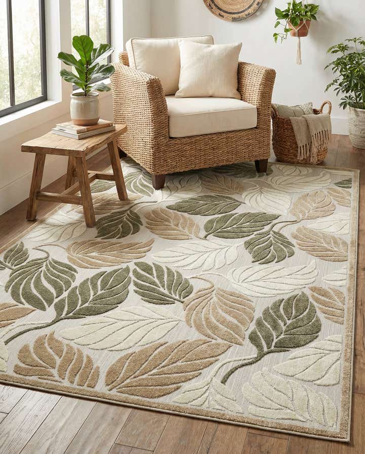 9' x 12' 2 Easy-Clean Botanical Indoor / Outdoor Rug