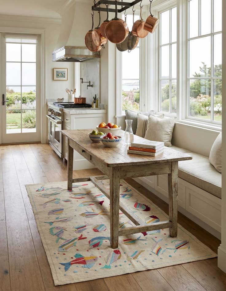 Detail image of 4' 2 x 6'  Hand Woven Kilim Suzani Wool Rug