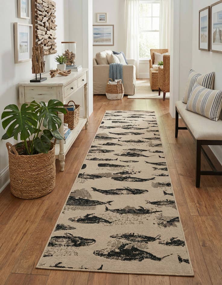 Detail image of 2' 7 x 12'  Washable Coastal Indoor / Outdoor Runner Rug