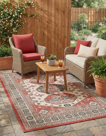 6' x 9' Easy-Clean Traditional Indoor / Outdoor Rug