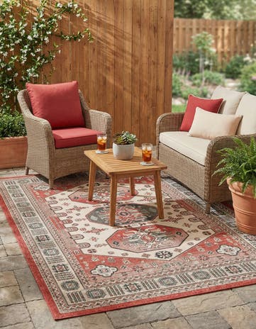 6' x 9' Easy-Clean Traditional Indoor / Outdoor Rug