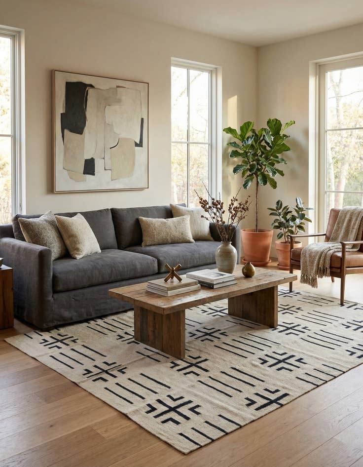 Detail image of 5' 4 x 6' 6  Hand Woven Kilim Modern Wool Rug