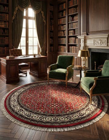7' 7 x 7' 7 Hand Knotted Farahan Wool Round Rug