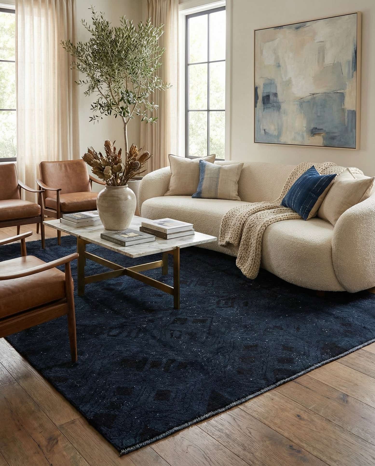 8' x 10' 5 Hand Knotted Moroccan Wool Rug