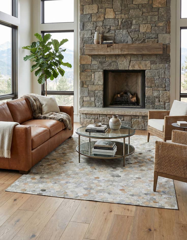 Detail image of 5' x 8' 1 Cowhide Leather Rug