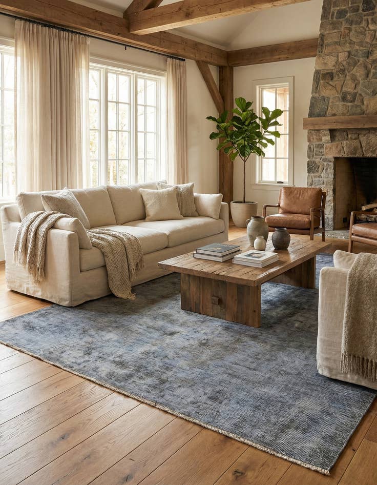 Detail image of 4' 10 x 8'  Hand Knotted Ultra Vintage Persian Wool Rug