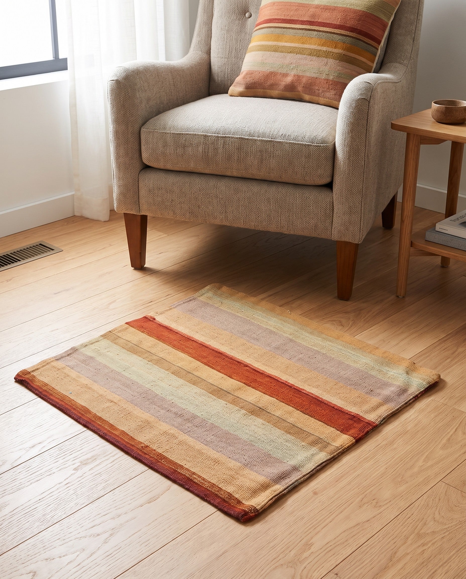 2' 4 x 2' 5 Hand Woven Pillow Wool Square Rug