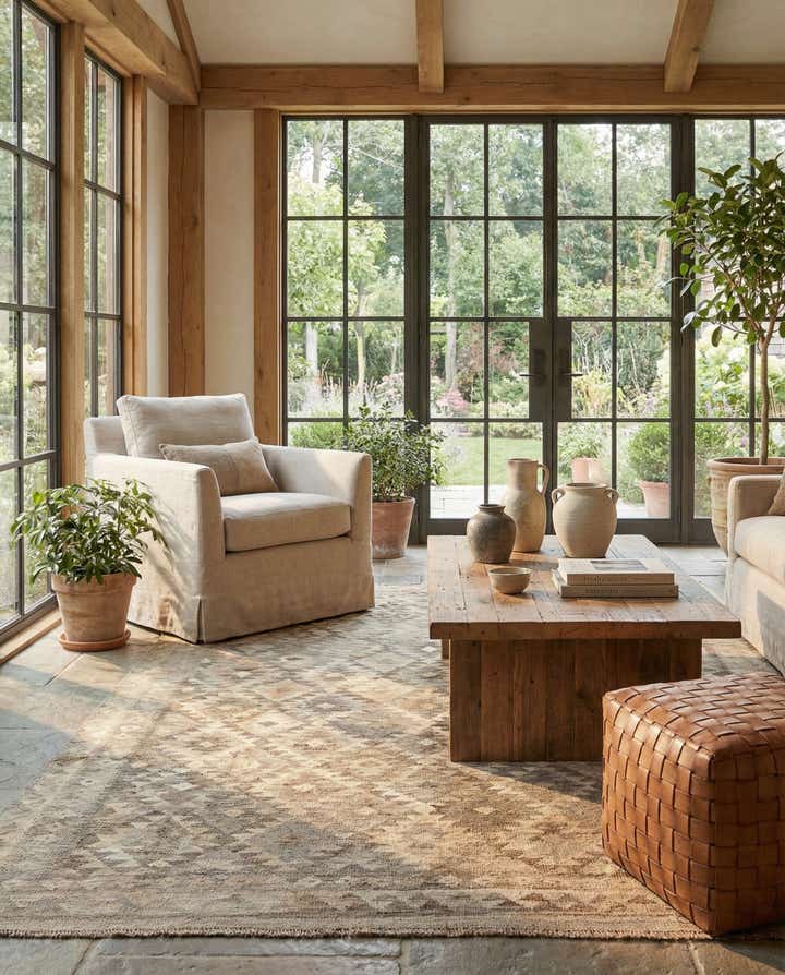 6' 6 x 9' 10 Hand Woven Kilim Maymana Wool Rug