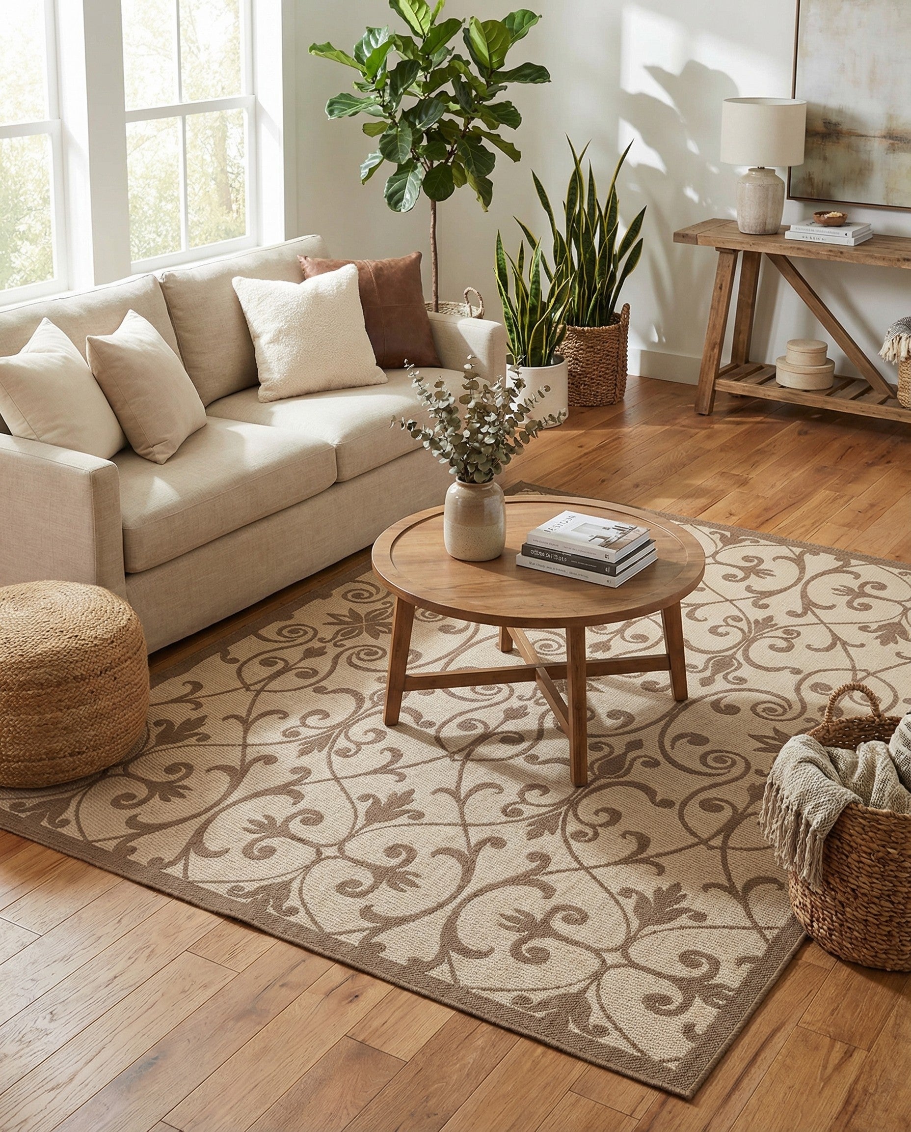 7' x 10' Easy-Clean Botanical Indoor / Outdoor Rug