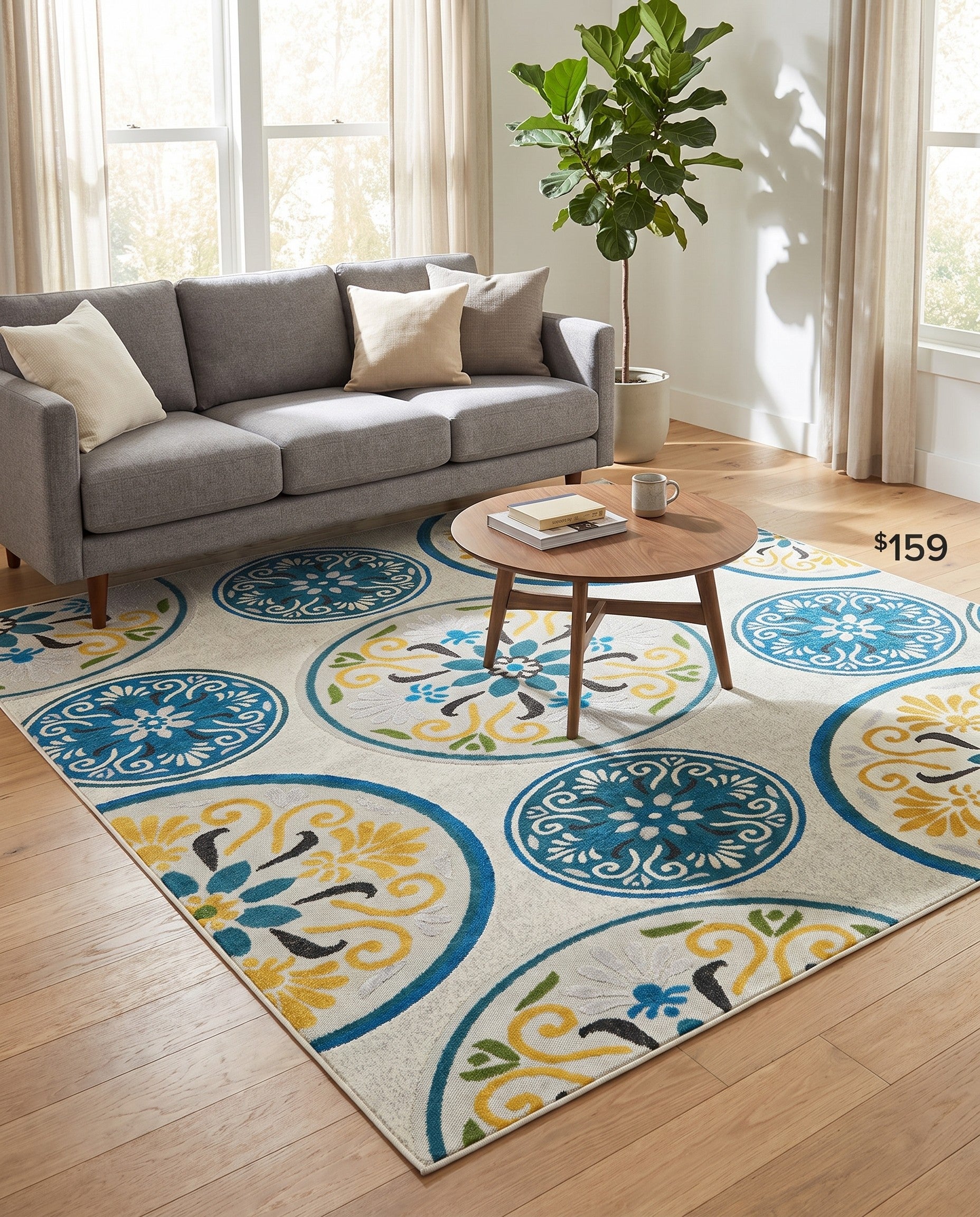 7' x 10' Easy-Clean Modern Indoor / Outdoor Rug
