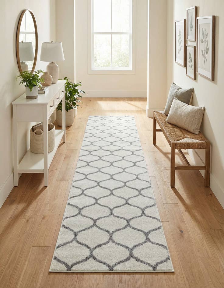 Detail image of  2' x 13' Lattice Frieze Runner Rug