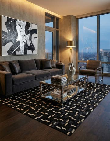 5' 1 x 8' 4 Cowhide Leather Rug