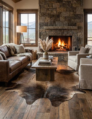 6' 2 x 6' 6 Cowhide Leather Square Rug