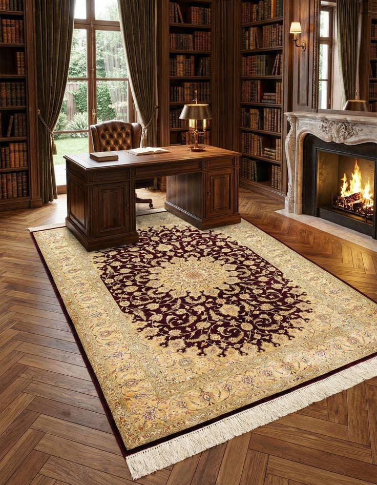 Detail image of  4' 4 x 6' 9 Ghom Silk Rug