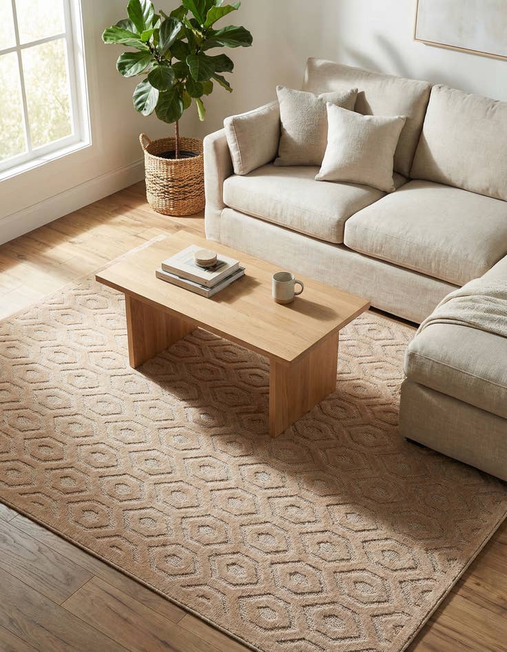 Detail image of 9' x 12'  Washable Trellis Textured Indoor / Outdoor Rug