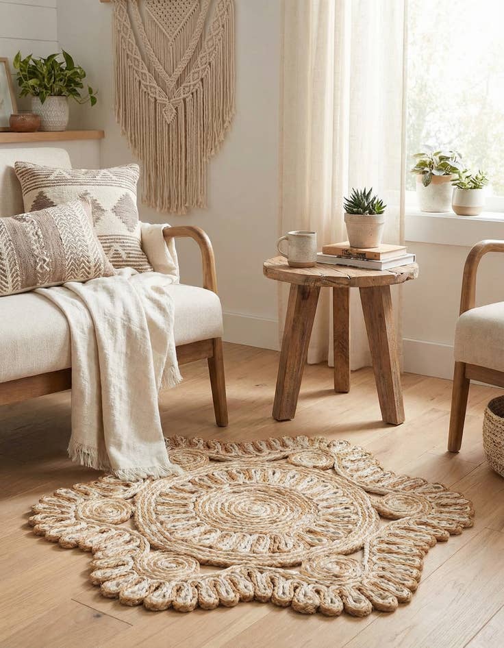 Detail image of 2' x 2'  Hand Braided Jute Round Rug