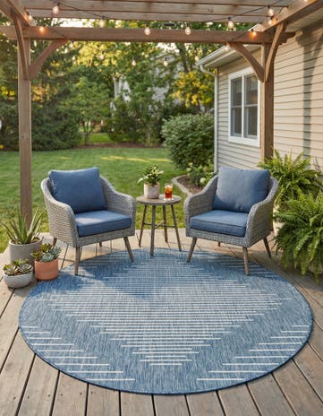 6' x 6' Easy-Clean Modern Indoor / Outdoor Round Rug