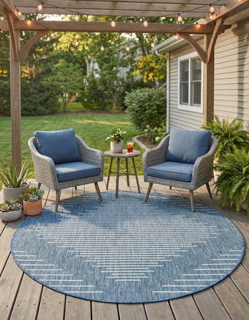 6' x 6' Easy-Clean Modern Indoor / Outdoor Round Rug