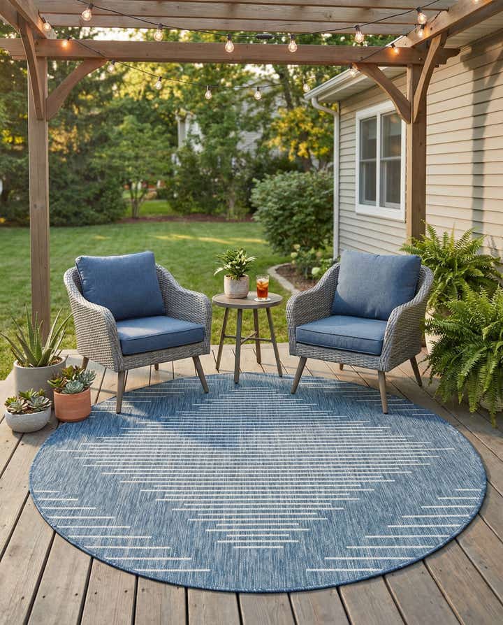 6' x 6' Easy-Clean Modern Indoor / Outdoor Round Rug
