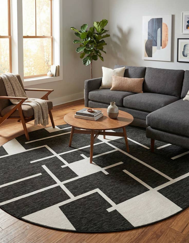 Detail image of  13' x 13'  Washable Modern Indoor / Outdoor Square Rug