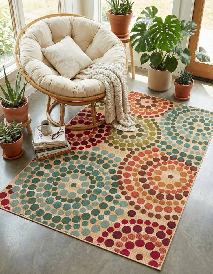 Detail image of 6' x 9'  Washable Modern Indoor / Outdoor Rug