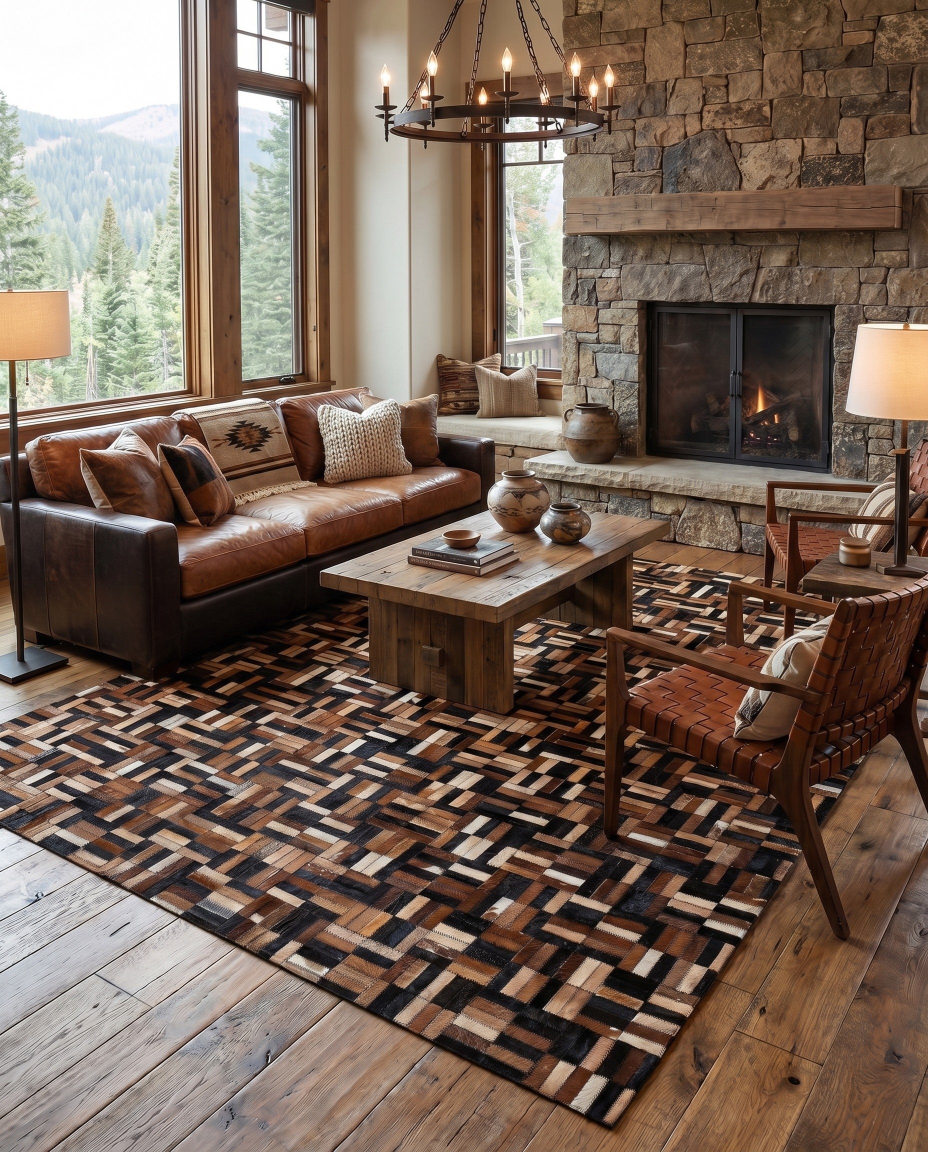 4' 11 x 7' 9 Cowhide - Patchwork Rug