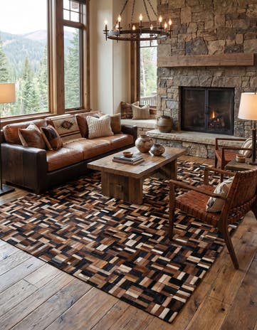 4' 11 x 7' 9 Cowhide - Patchwork Rug