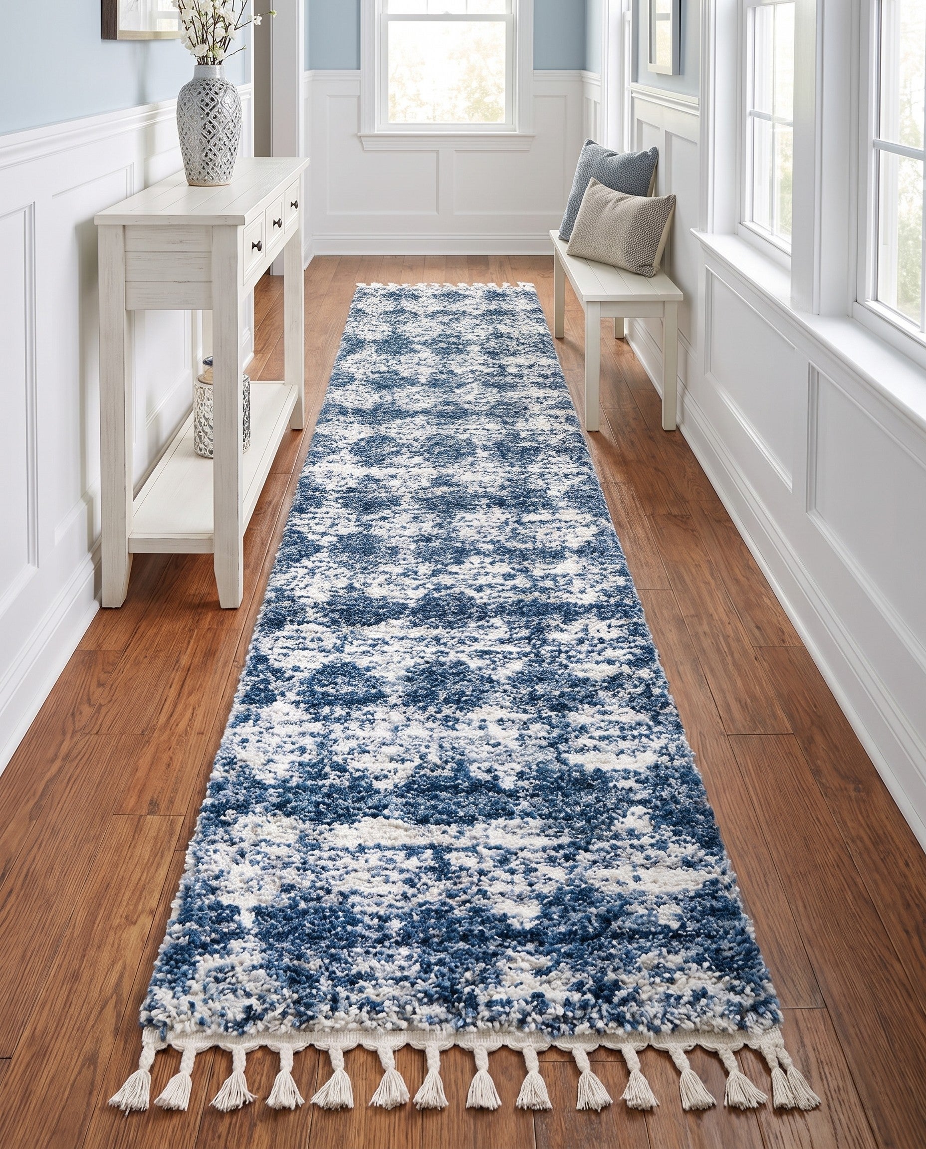Blue Serenity Shag Runner Rug