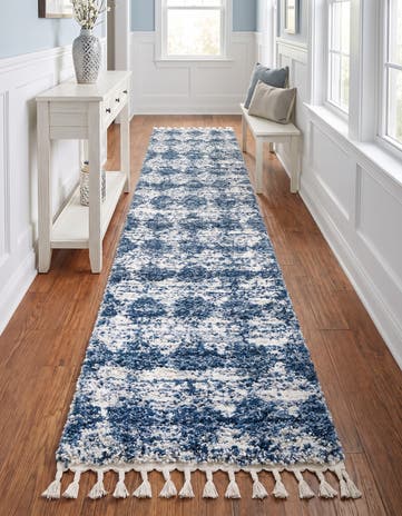 Blue Serenity Shag Runner Rug