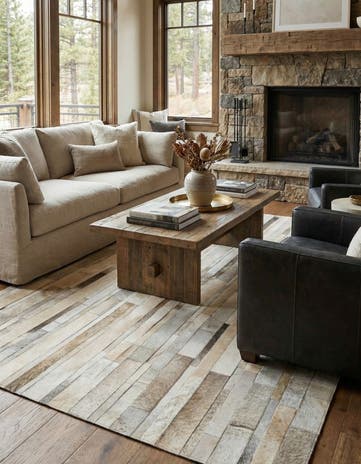 5' 3 x 7' 4 Cowhide Leather Rug
