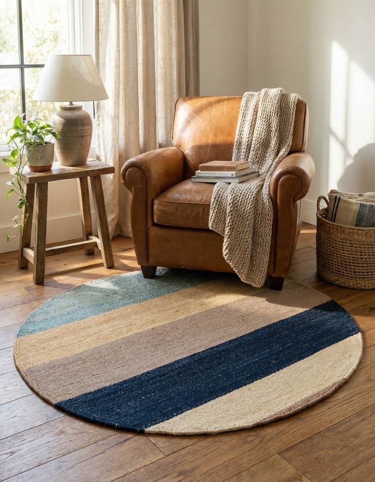 Detail image of  1' 5 x 1' 5  Hand Woven Pillow Wool Round Rug