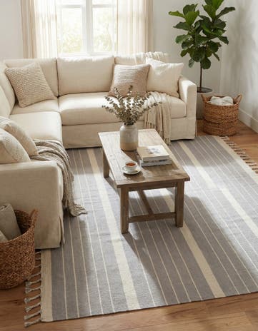 Gray and White Hand Woven Chindi Cotton Rug