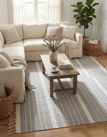 Gray and White Hand Woven Chindi Cotton Rug