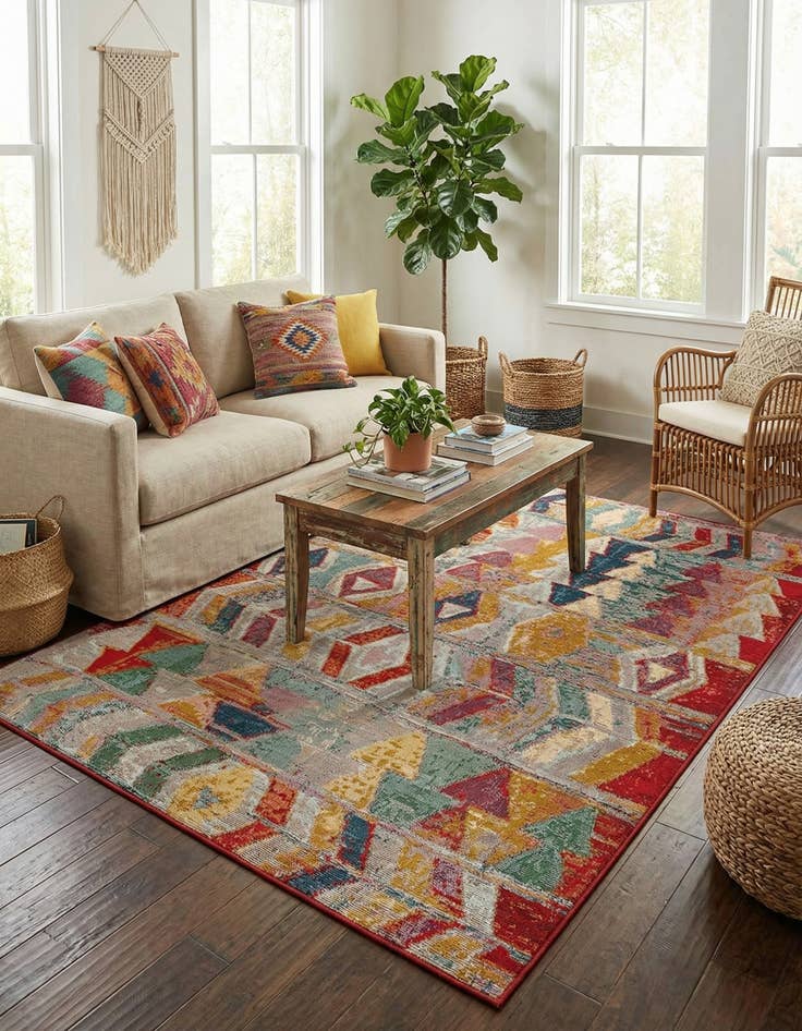 Detail image of 4' x 6'  Washable Modern Indoor / Outdoor Rug