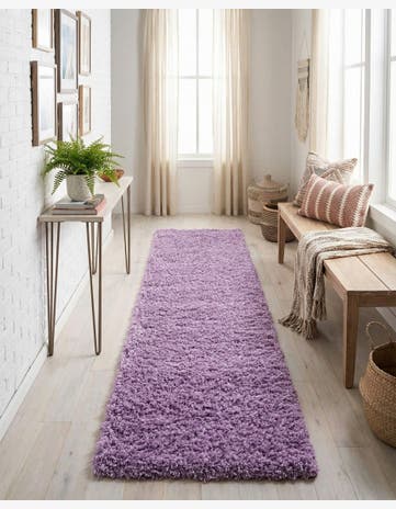 Lilac Solid Shag Runner Rug