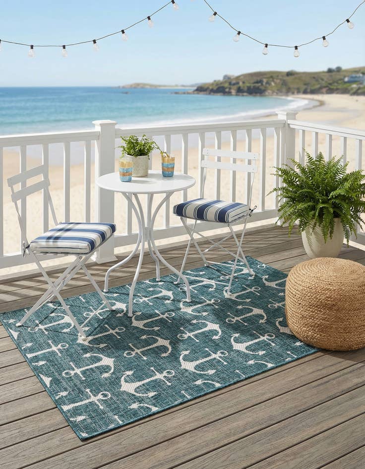 Detail image of  3' x 5' 3  Washable Coastal Indoor / Outdoor Rug