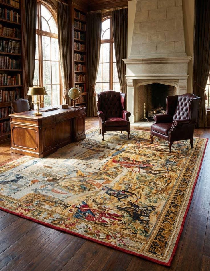 Detail image of 9' 4 x 15' 2  Hand Knotted Needle Point Rug