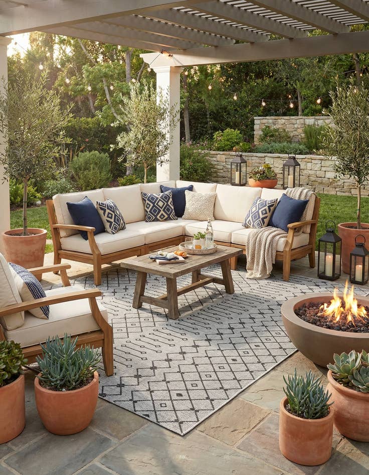 Detail image of 10' 8 x 10' 8  Washable Trellis Indoor / Outdoor Square Rug