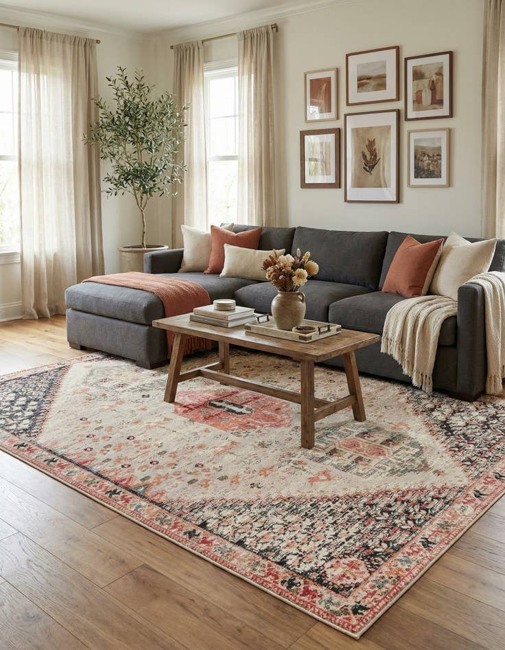 Detail image of 10' x 14'  Washable Traditional Indoor / Outdoor Rug