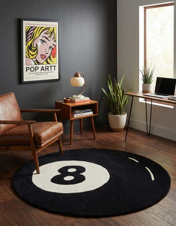 Black and White Hand Tufted Wool Round Rug