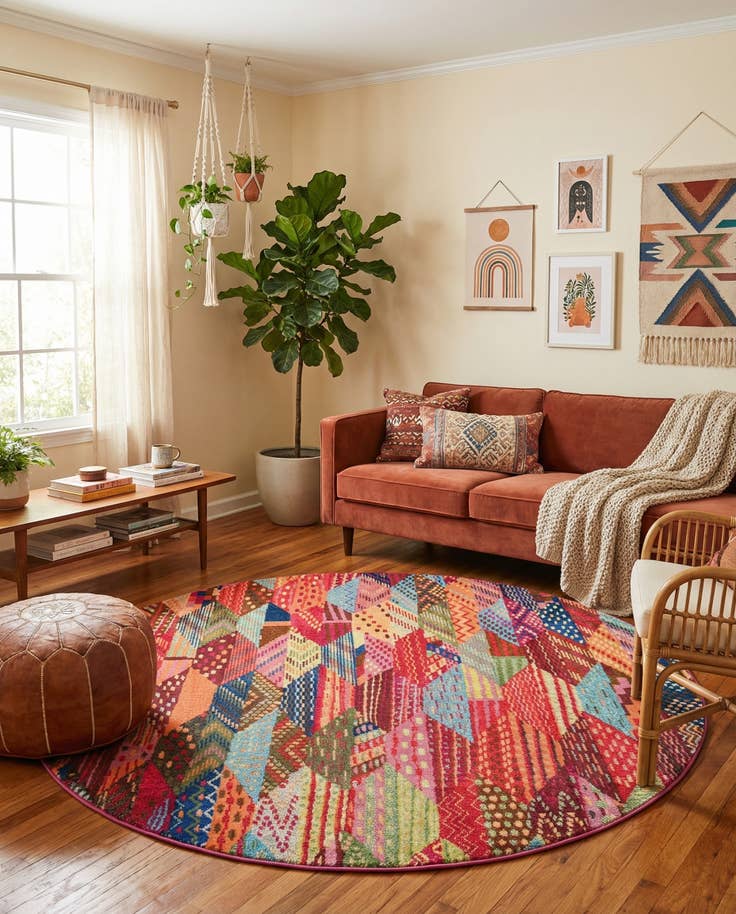 Detail image of 8' x 8' Washable Mesa Round Rug