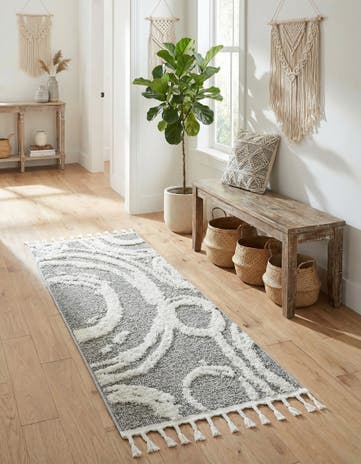 Gray Boho Runner Rug