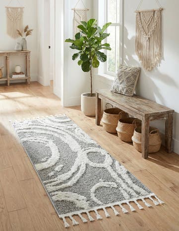 Gray Boho Runner Rug