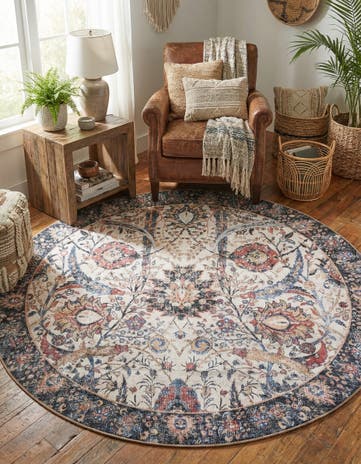 7' 10 x 7' 10 Washable Timeless Round Rug