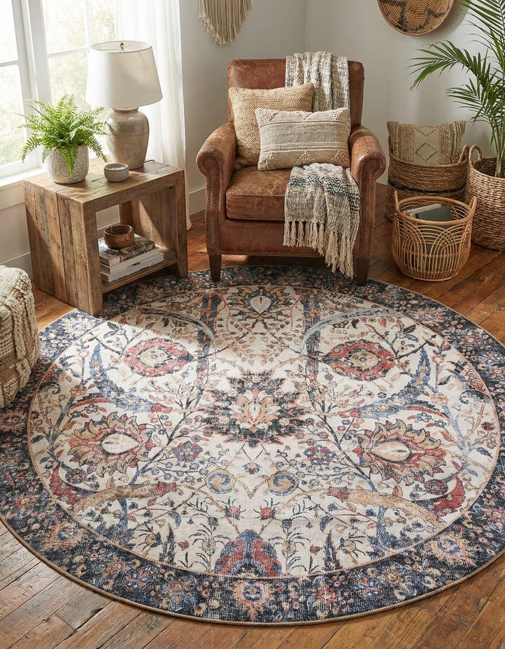 7' 10 x 7' 10 Washable Timeless Round Rug