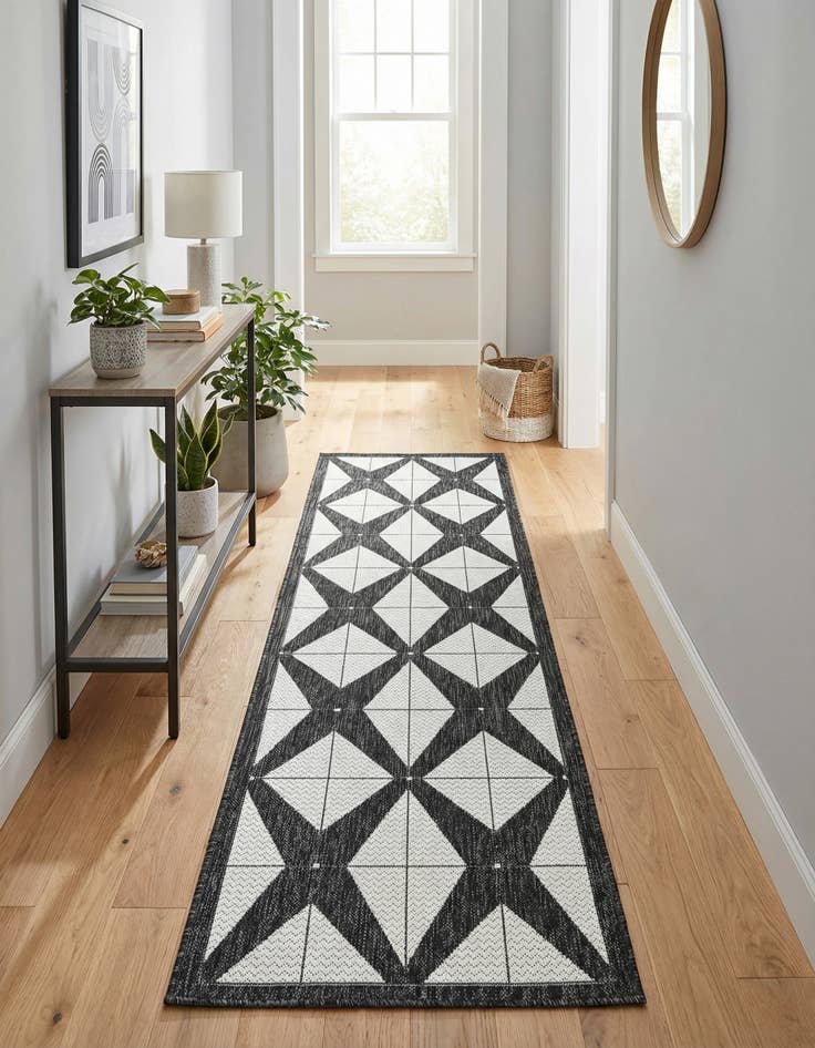 Detail image of  2' x 8'  Washable Modern Indoor / Outdoor Runner Rug